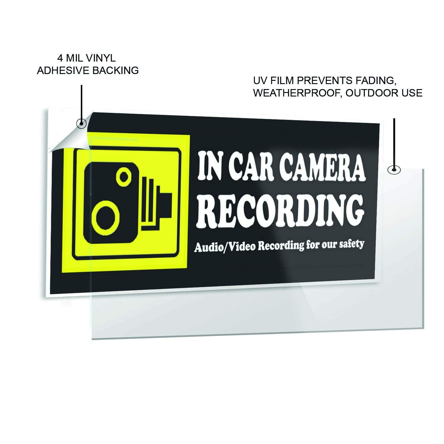 Recording Line Sticker In Car Camera Recording Sticker Camera Stickers Signs For Rideshare Dr ...
