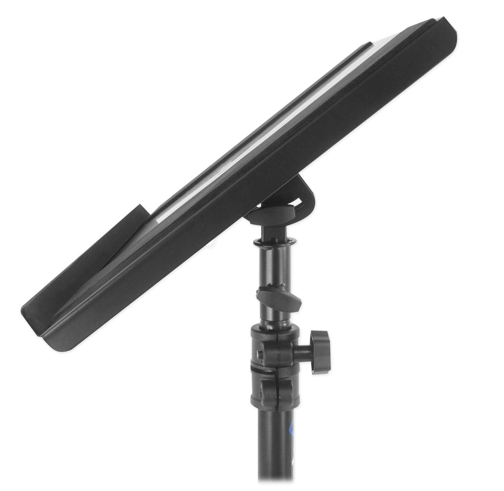 Rockville Rls68 Dual-Tray Laptop/Tablet Stand, Adjustable Height 30-51, Foldable, Portable, For Djs, Presenters, And Musicians