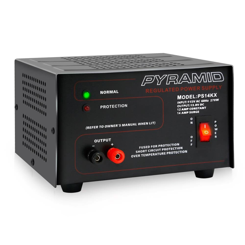 Pyramid Universal Compact Bench Power Supply - 12 Amp Linear Regulated Home Lab Benchtop AC-to-DC 12V Converter w/ 13.8 Volt DC 
