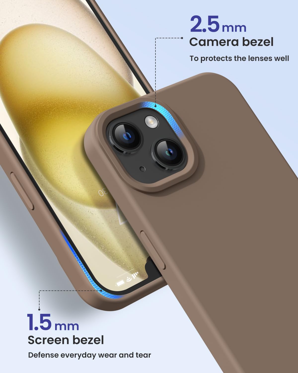 Designed For Iphone 15 Case, Silicone Phone Case [Military Grade Drop Protection] [Anti Scratch Microfiber Lining] Silicone Ultr