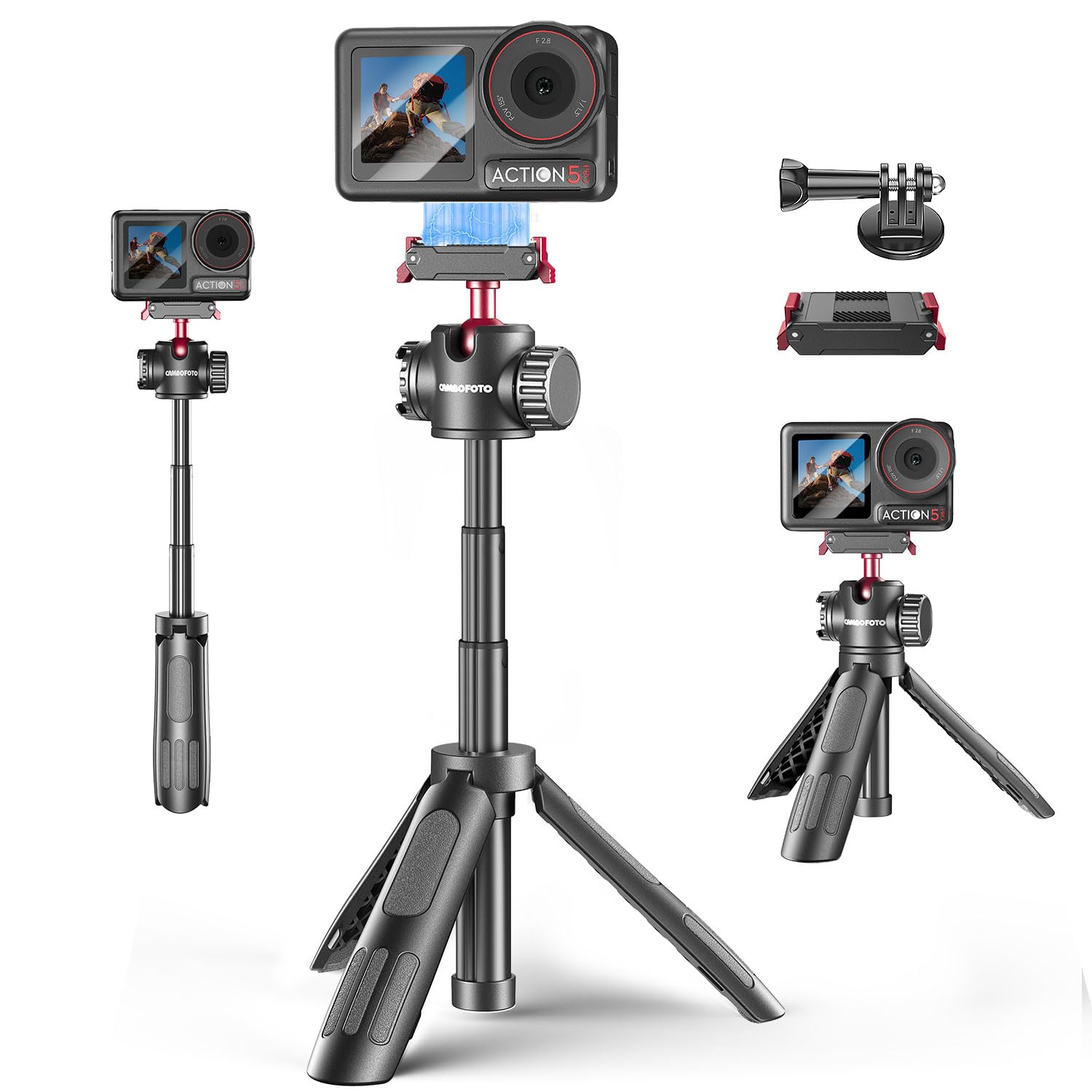 CAMBOFOTO 12/30cm Mini Selfie Stick Tripod for DJI Osmo Action 5 Pro/4/3