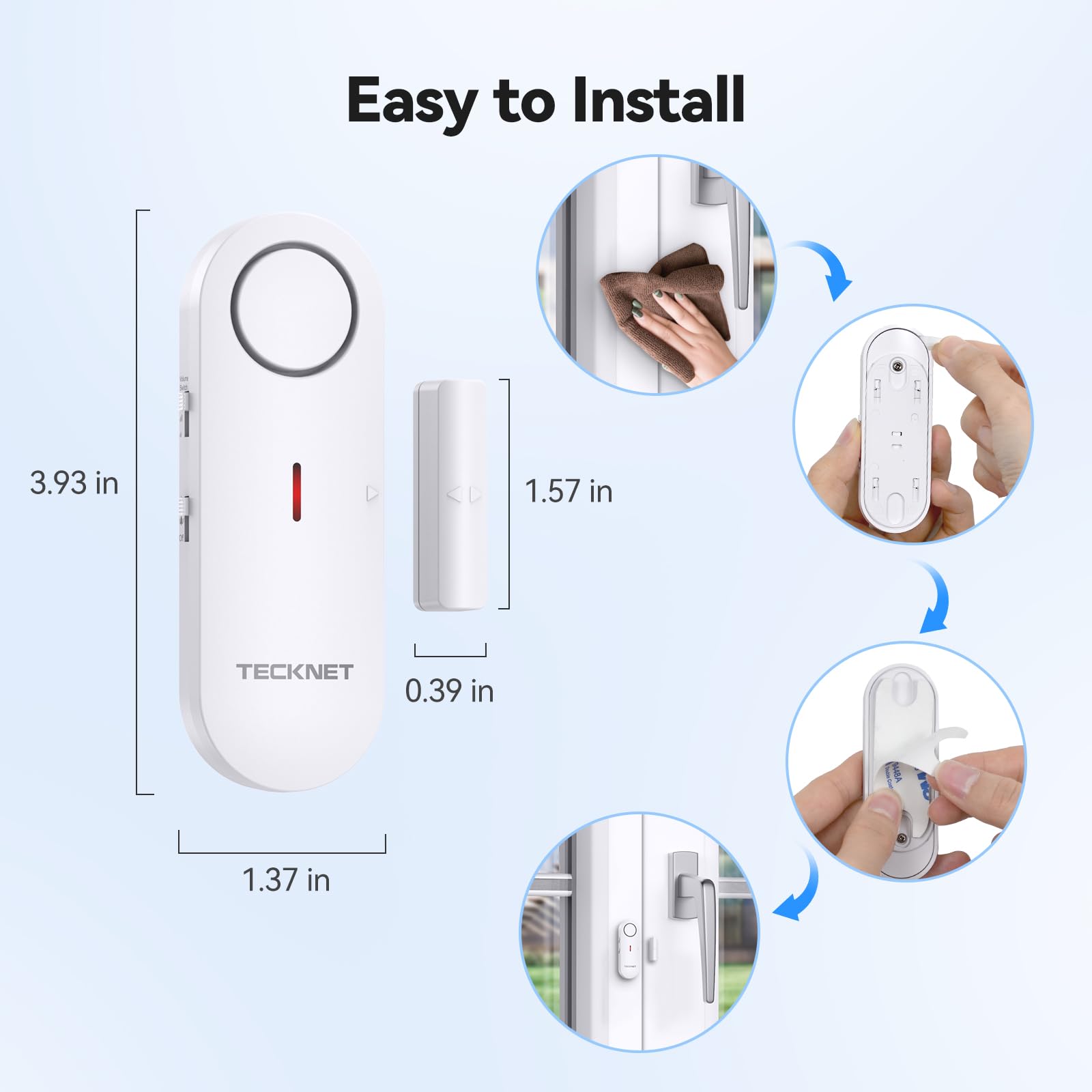 Tecknet Door Alarms For Kids Safety, Window Alarm Pool Alarms Door Alarm For Home Security, 2 In 1 Alarm & Chime, 3 Level Volume Control, Wireless Alarm For House Hotel Cars Sheds Caravans (3 Pack)