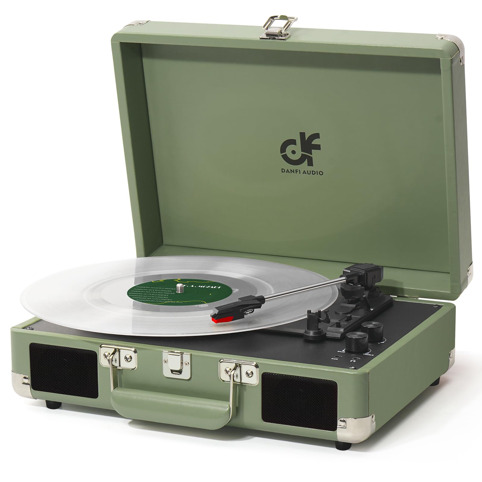 Vinyl Record Player 3 Speed Portable Suitcase Record Player With Treble & Bass Control, Built In Speakers, 3.5Mm Headphone Jack,
