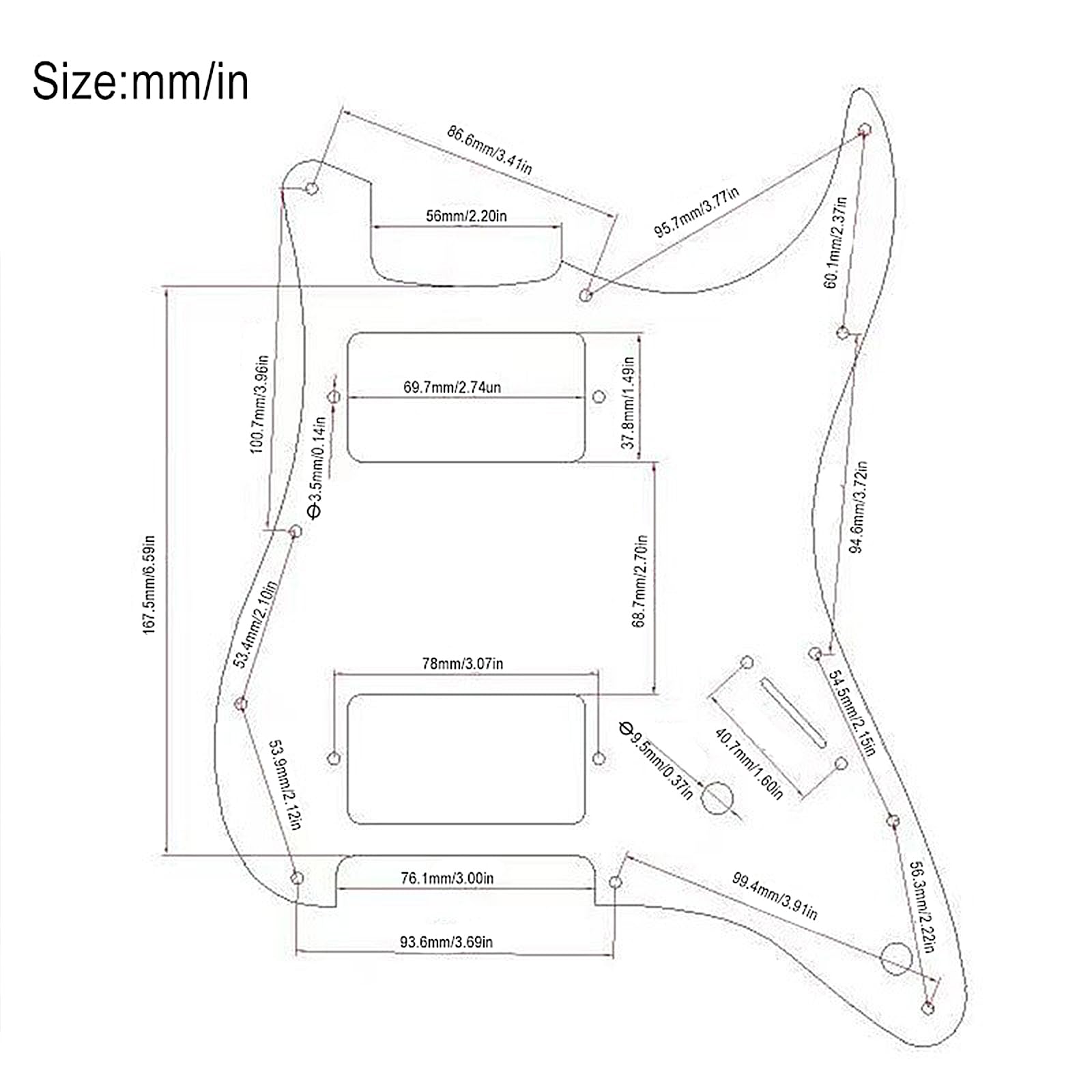Maxcheer 11-Hole 3-Ply Hh Prewired Loaded Pickguard,Two Humbucker Coil Spliting Pickguard Hh Guitar Pickguard Electric Guitar Pi