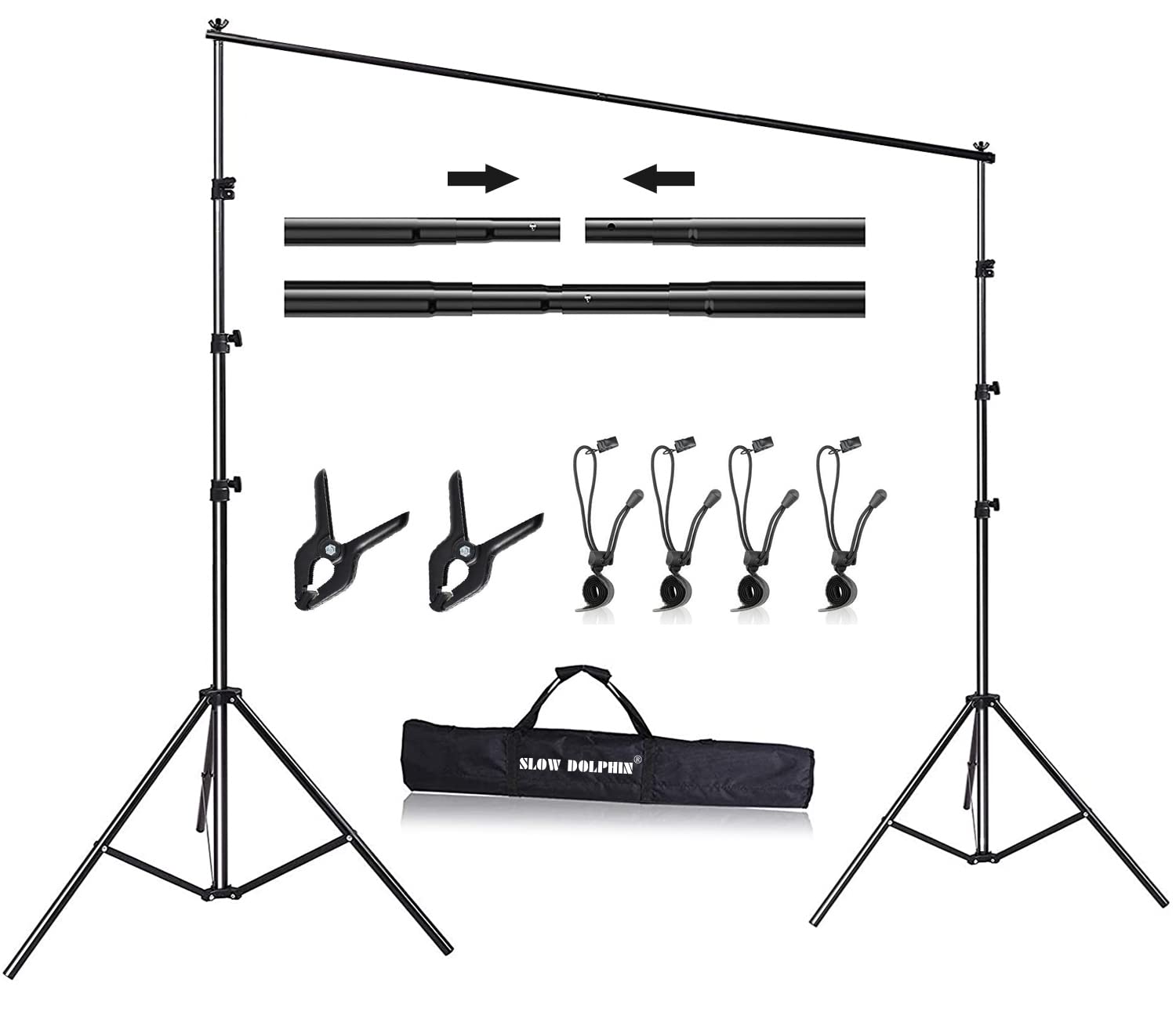 Slow Dolphin 10X 8.5 Ft Photo Backdrop Stand, Adjustable Photography Background Support System Stand For Photo Video Studio With