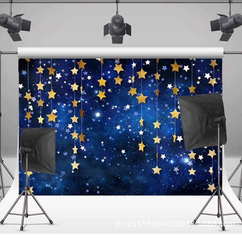 7X5Ft Twinkle Twinkle Little Star Backdrops Navy Blue Galaxy Starry Sky Gold Glitter Little Star Photography Background Adults N