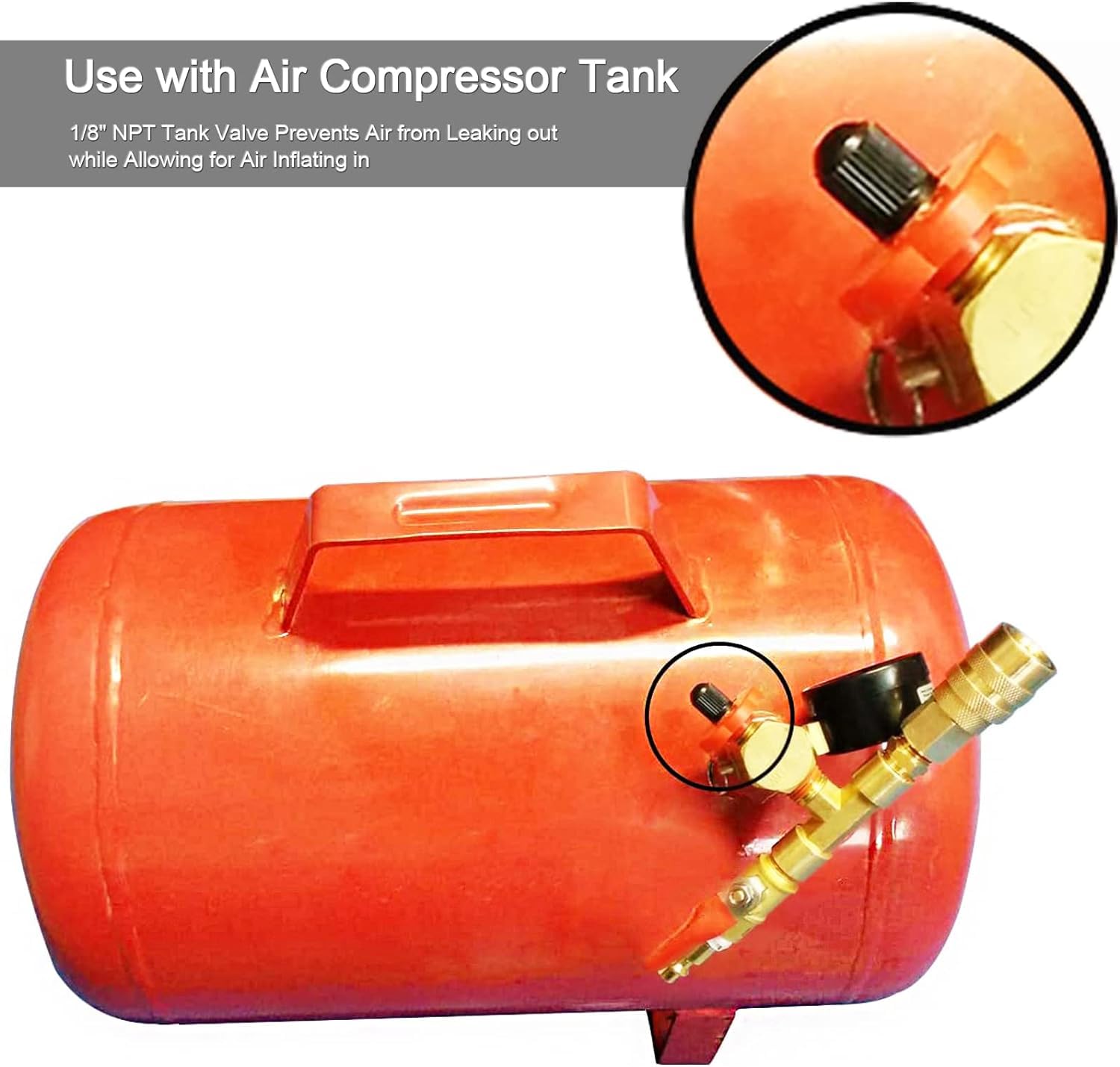 Godeson 1/8'' Npt Tank Valve, Anti Corrosion Brass Schrader Valve With 1/8'' Male Npt And Caps, Air Valve Using With Air Compres