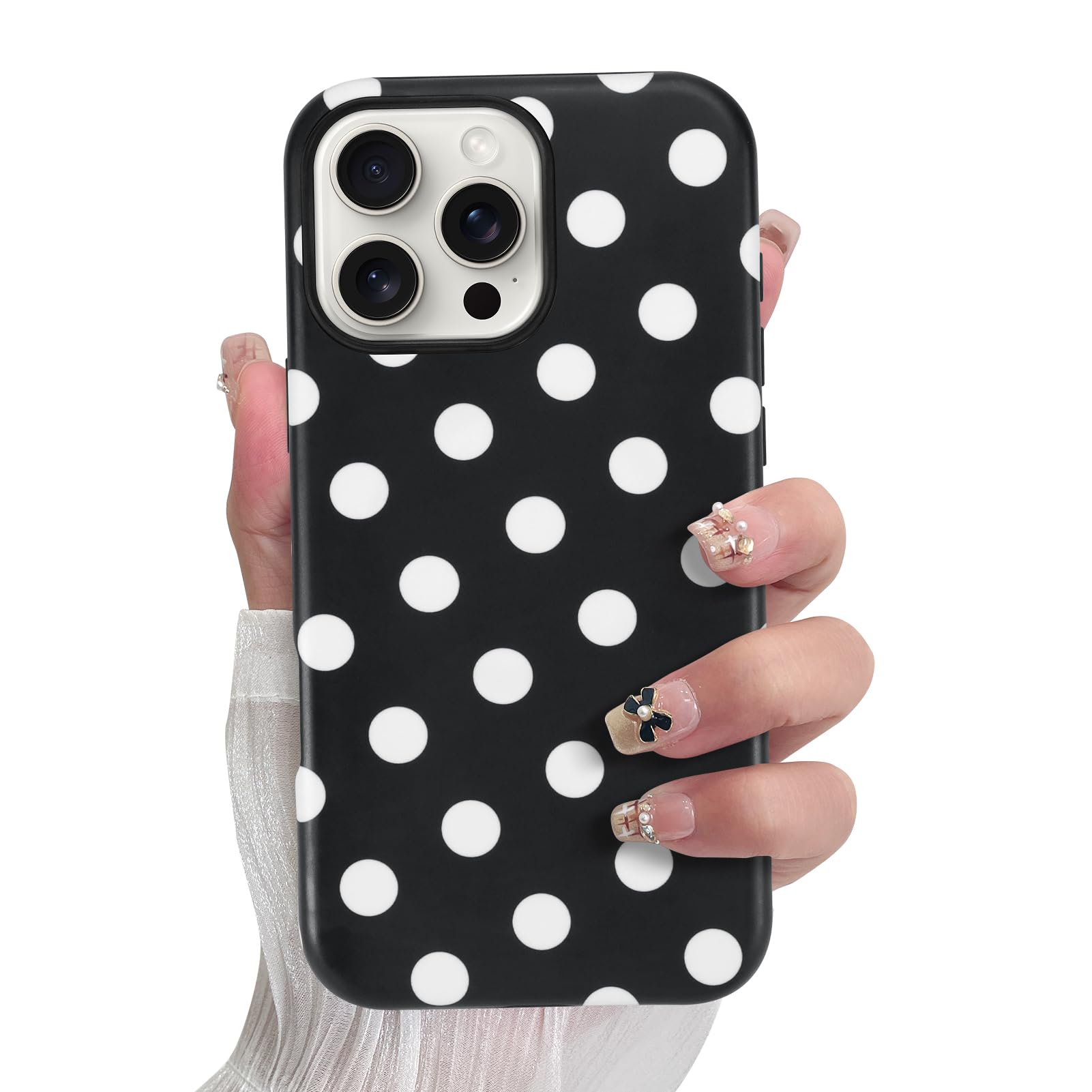 SOKAD Magnetic Polka Dots Phone Case for iPhone 16 Pro, Cute Pattern Compatible with Magsafe Matte Protective Case Cover with Sc