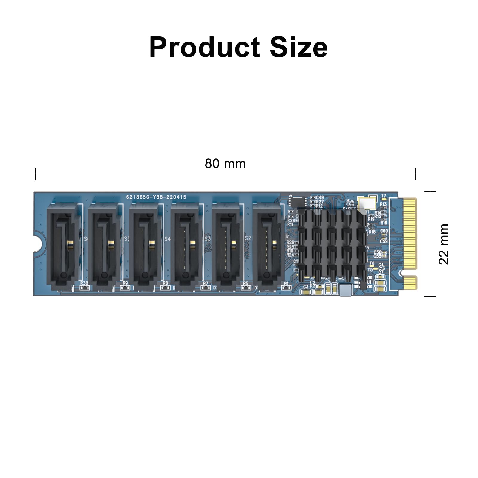 M.2 (M Key) To 6Xsata Adapter, With 6 Sata Cables, Sata3.0, No Riad, For Desktop Pc Support Ssd And Hdd