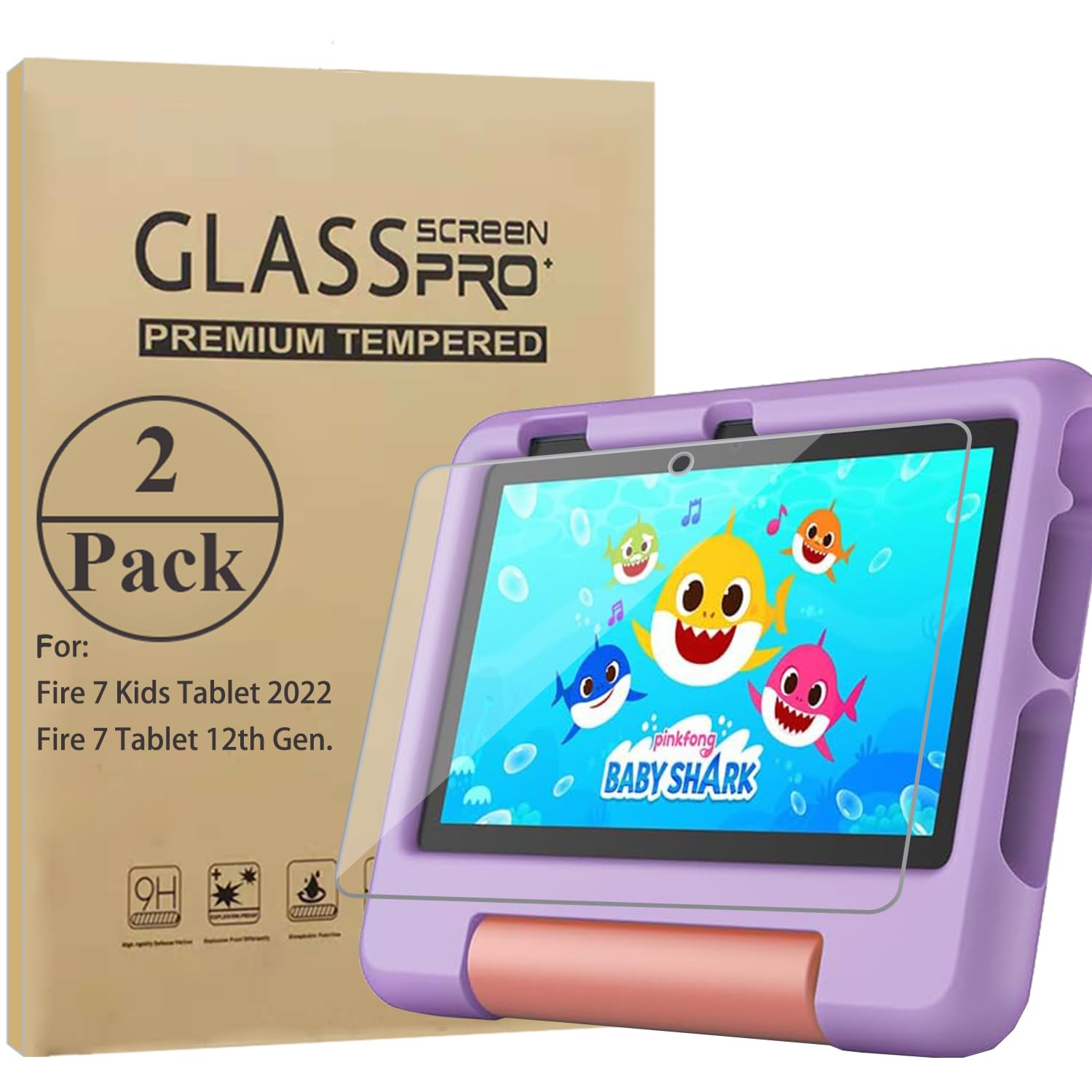 Kxoyjad 2 Pack Screen Protector For 7 2022 Kids 7    Tablet, Tempered Glass Film
