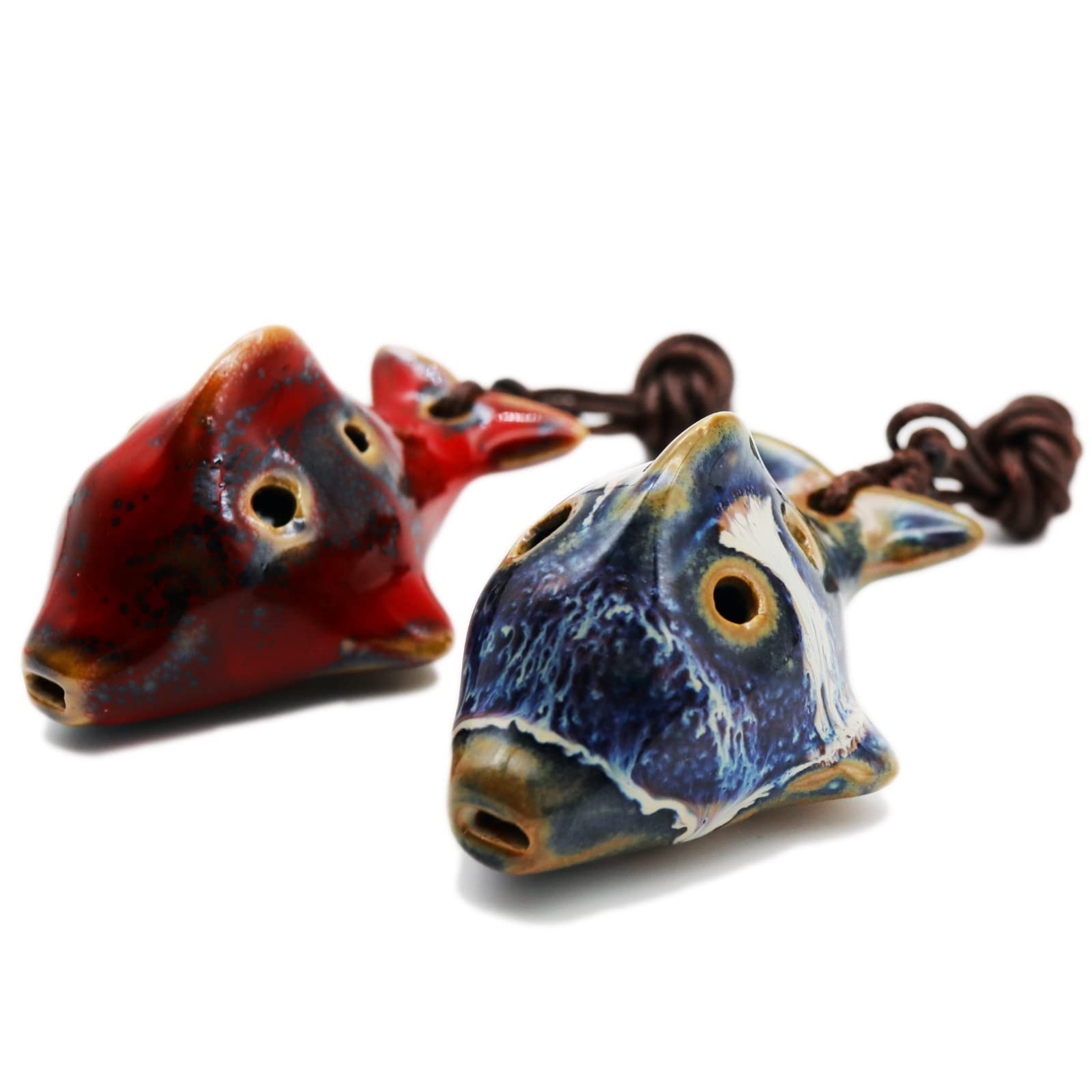 6 Hole Ocarina Fish Shaped Ocarina Alto C Ceramic Ocarinas Instrument C Key Pack Of 2 Red And Blue Ceramic Ocarina Decor