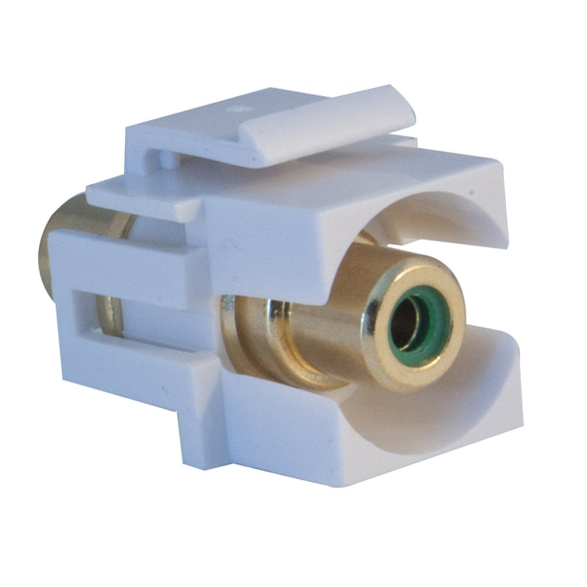 Cablewholesale Rca Female To Rca Female, Green Recessed Rca Coupler Adapter With White Keystone Insert, Green Rca Jack Connector