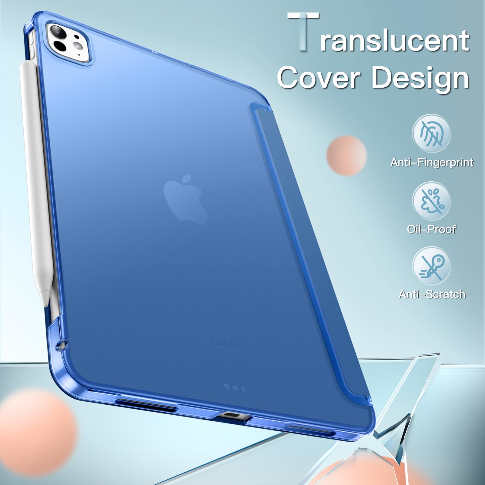 Jetech Case For Ipad Pro 11-Inch M4 (2024), Slim Stand Hard Back Shell Smart Cover With Auto Wake/Sleep (Navy)