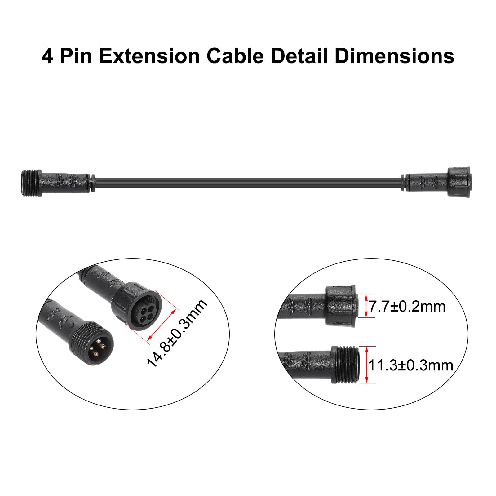 4 Pin Extension Cable Only For Rgb+Ic, Rgb+Multi Color, Rainbow Deck Lights, Note: 4 Pin Extension Cable Not For Rgbw (Rgb+Warm
