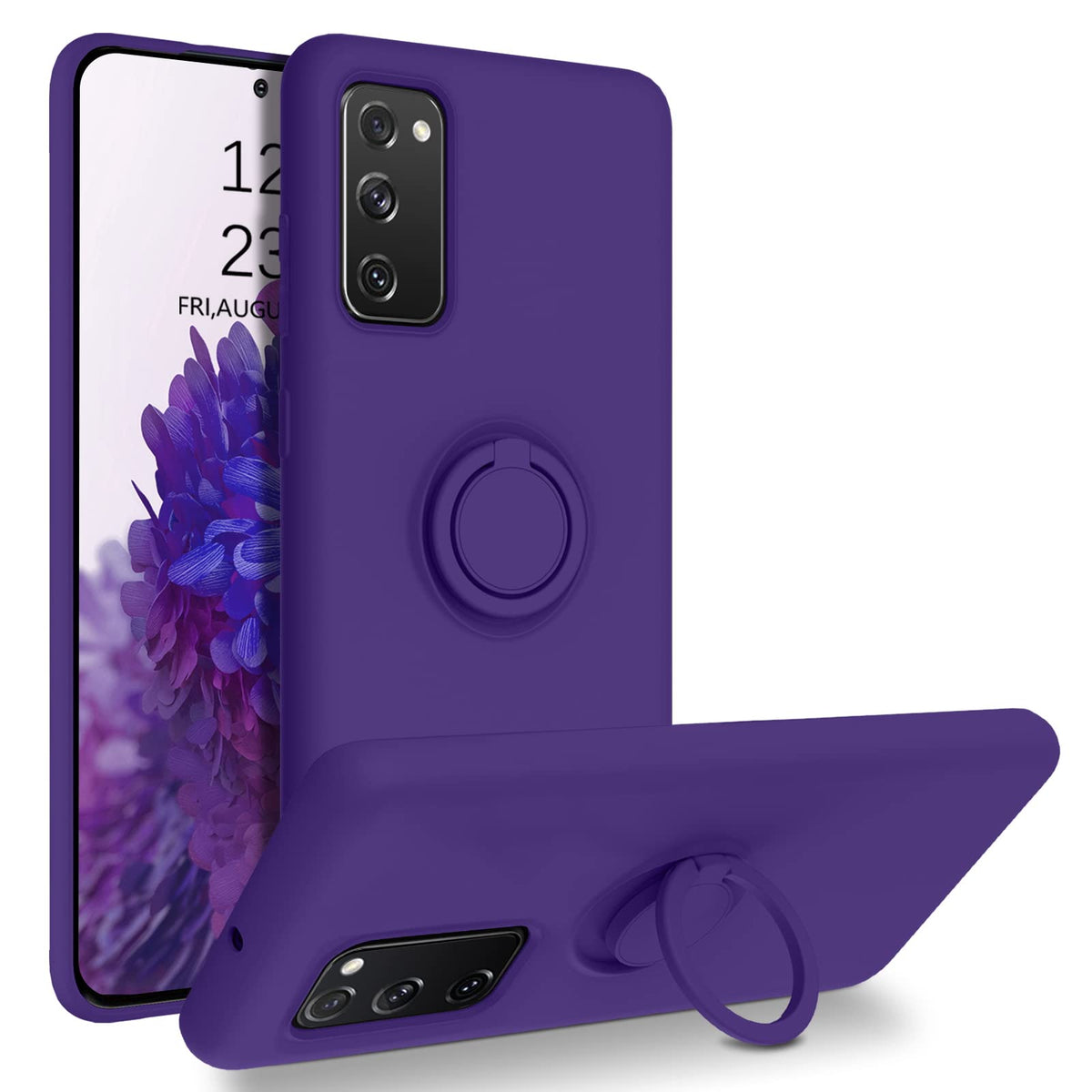 Duedue Samsung Galaxy S20 Fe 5G Case, Liquid Silicone Soft Gel Rubber Slim Cover With Ring Kickstand Car Mount Function Shockpro