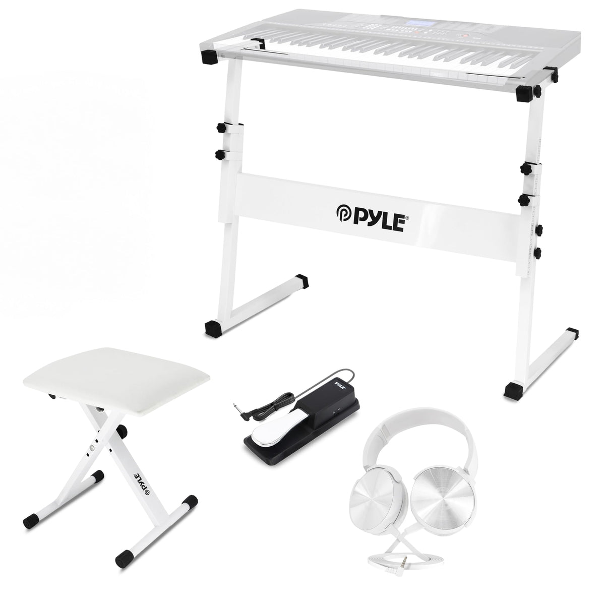 Pyle Keyboard Stand, Heavy-Duty Z Shape Piano Stand, Piano Bench, Micr ...
