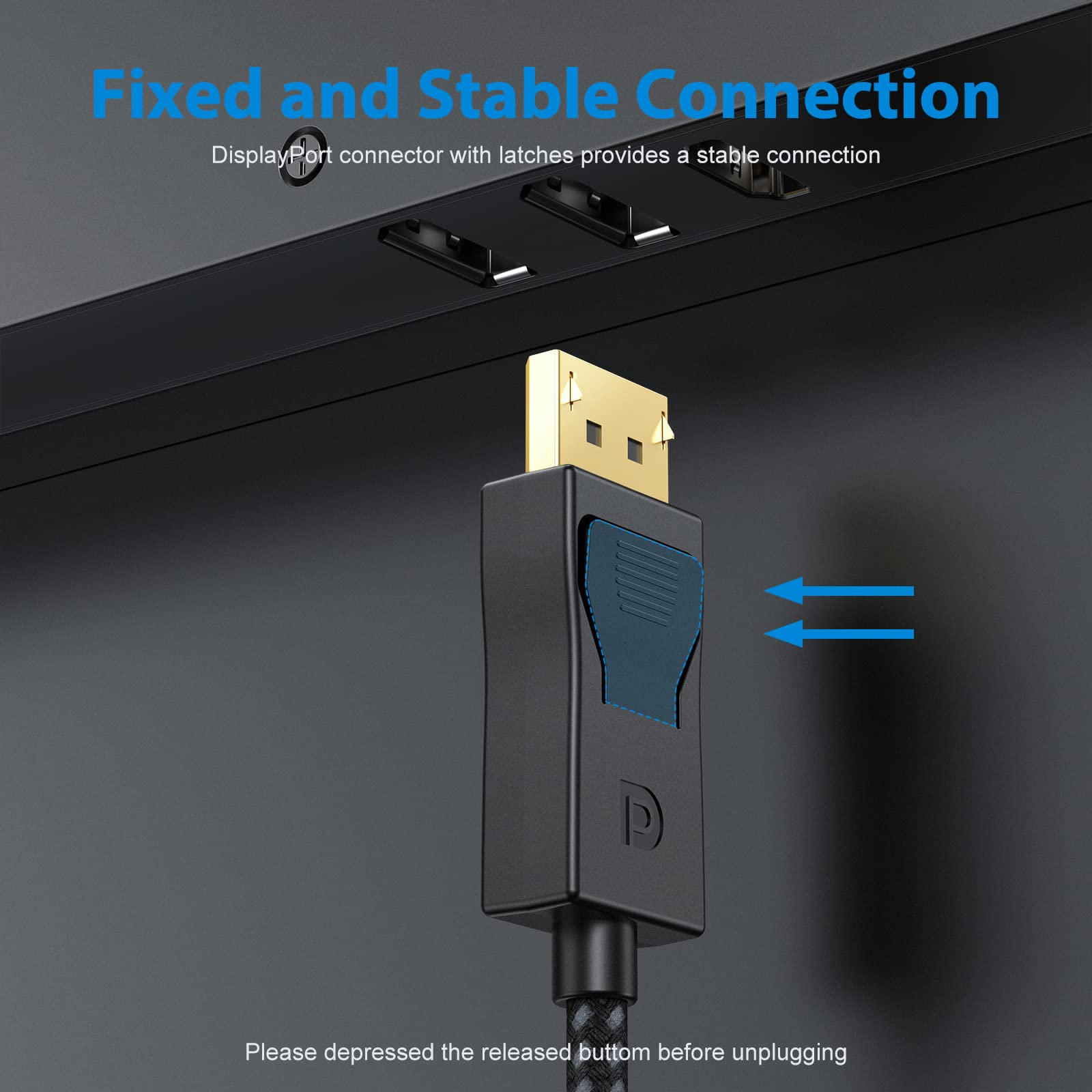 Dteedck Displayport Cable 10Ft 2 Pack, Dp Displayport Cable 10 Feet 1.2 [4K@60Hz, 2K@165Hz, 2K@144Hz] High Speed Cord For Monito