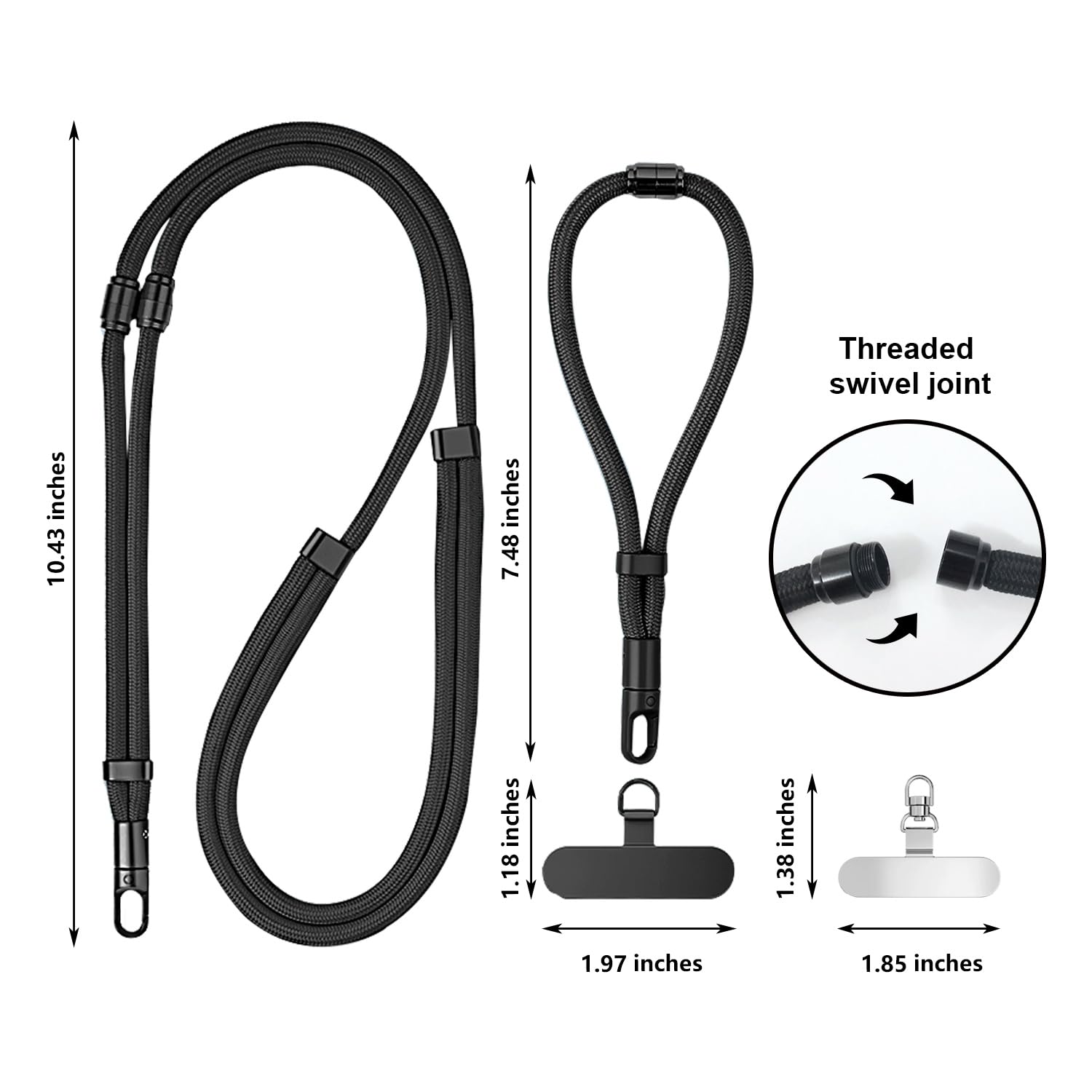 Nearawing 3-In-1 Adjustable Phone Lanyard - Crossbody/Neck/Wrist Strap For Iphone & Android