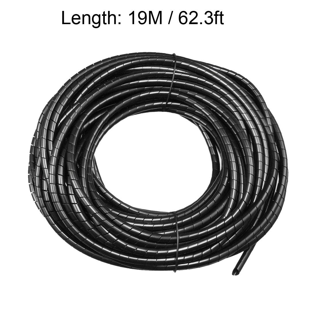 Uxcell 3Mm Flexible Spiral Cable Wrap Wire Cord Wraps Manage Cord 19M Length Black