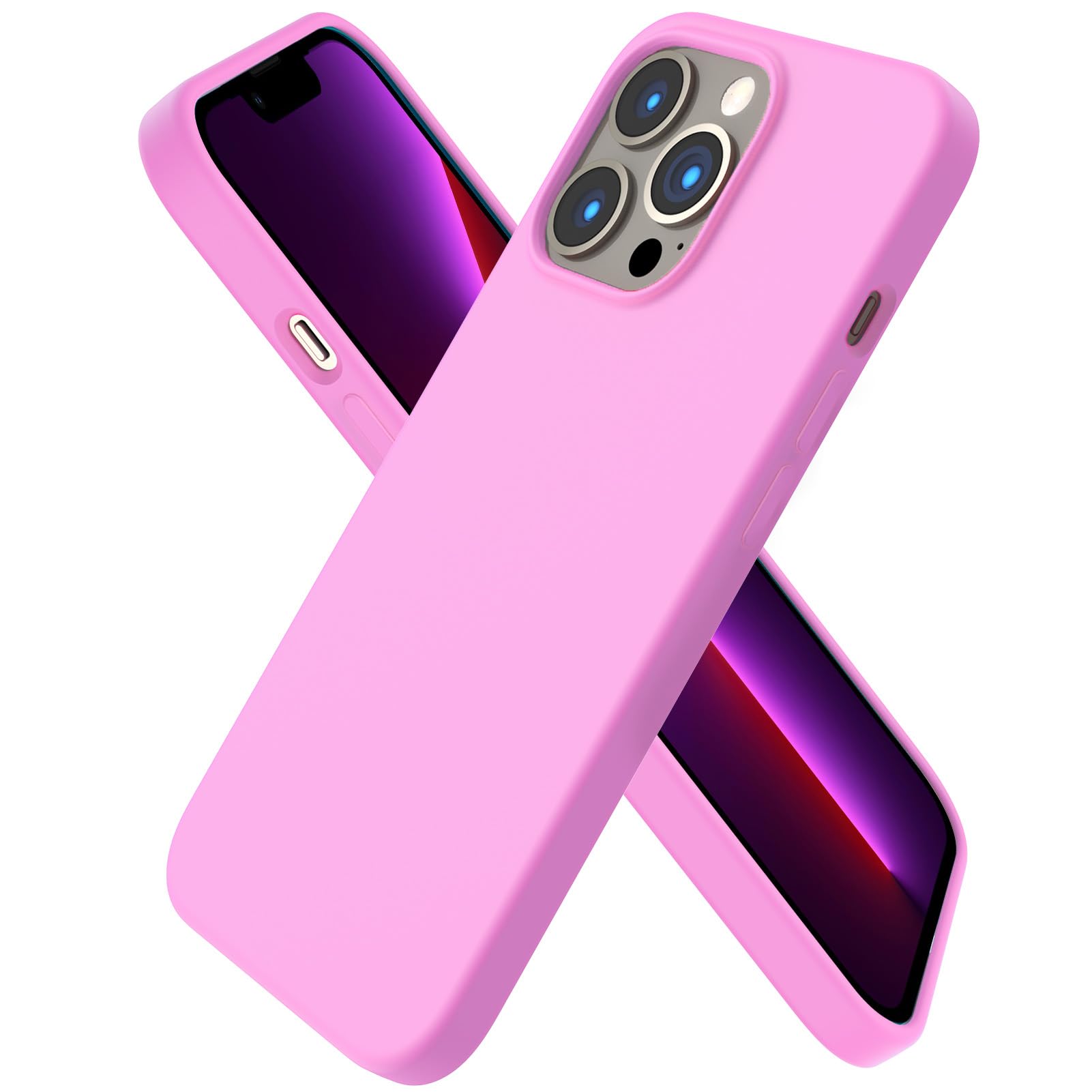 Ornarto Compatible With Iphone 13 Pro Case 6.1, Slim Liquid Silicone 3 Layers Full Covered Soft Gel Rubber Case Cover 6.1 Inch C