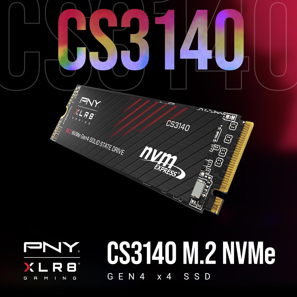 Pny Xlr8 Gaming Cs3140 4Tb Pcie Gen4 Ssd - Up To 7500/6850 Mb/S, M.2 2280, 3D Nand - Ps5/Pc/Laptop Upgrade For Gamers, Creators,