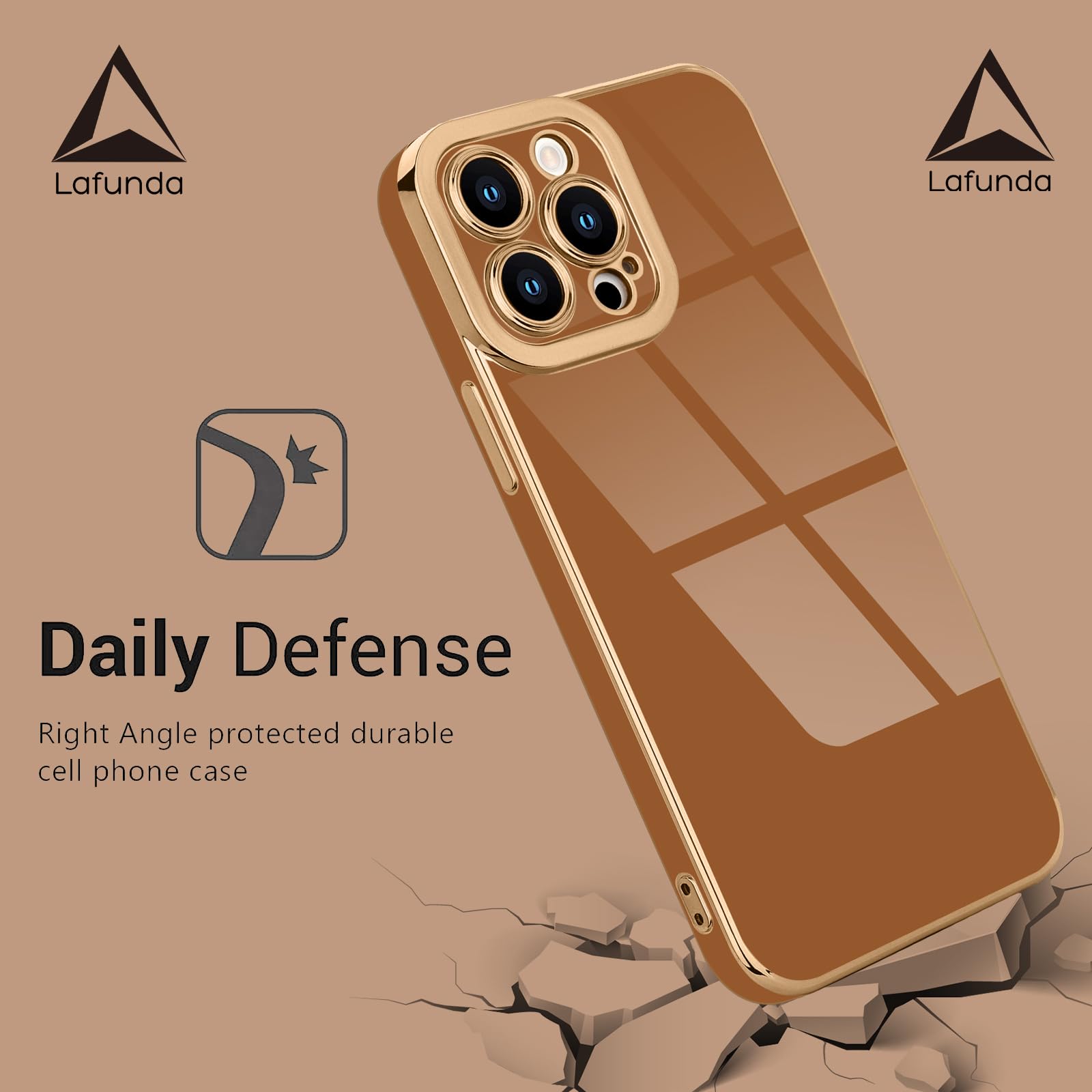 Lafunda Designed For Iphone 15 Pro Max Case Cute, Luxury Plating Cases For Women Girls Gold Edge Tpu Bumper Cover With Camera Pr