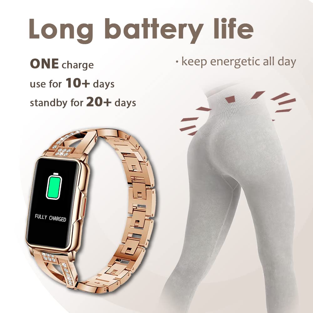 Fitness Tracker Smart Bracelet For Women Stylish Beautiful Ladies Smart Watch With Pedometer Message Notification Stainless Stee