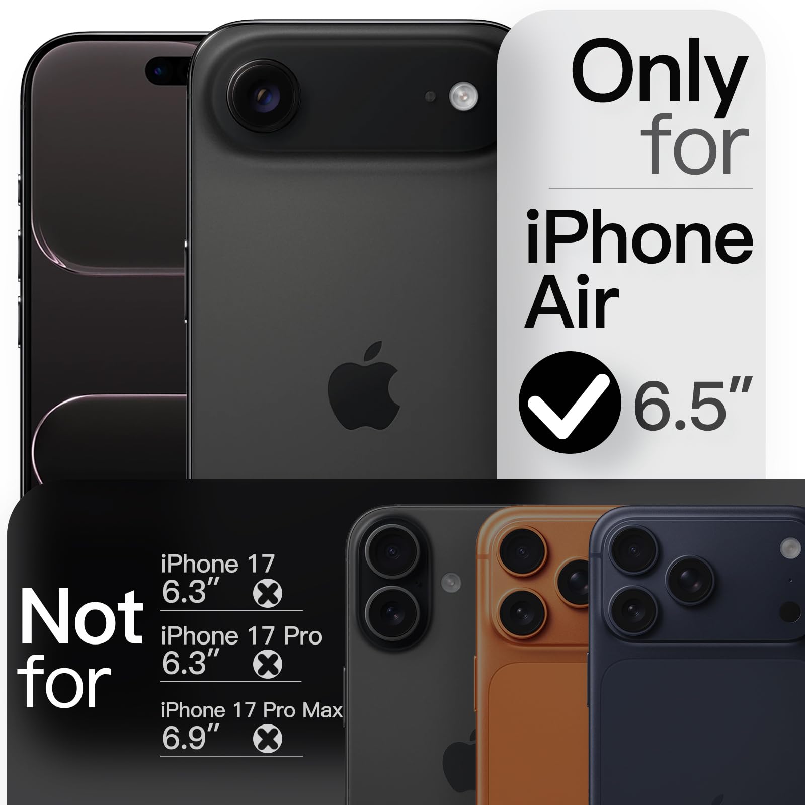 Jetech Slim Case For Iphone 17 Air, Ultra-Thin Lightweight Minimalist Phone Cover With Camera Lens Protection, Matte Anti-Finger