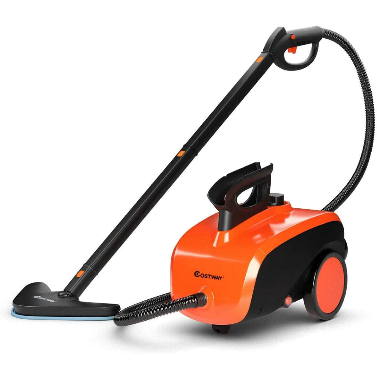 Costway Multipurpose Steam Cleaner With 19 Accessories, Heavy Duty Household Steamer Chemical Free Cleaning, 1.5L Dual Tank Rolling Cleaning Machine For Carpet, Floor, Window And Car, Orange+Black