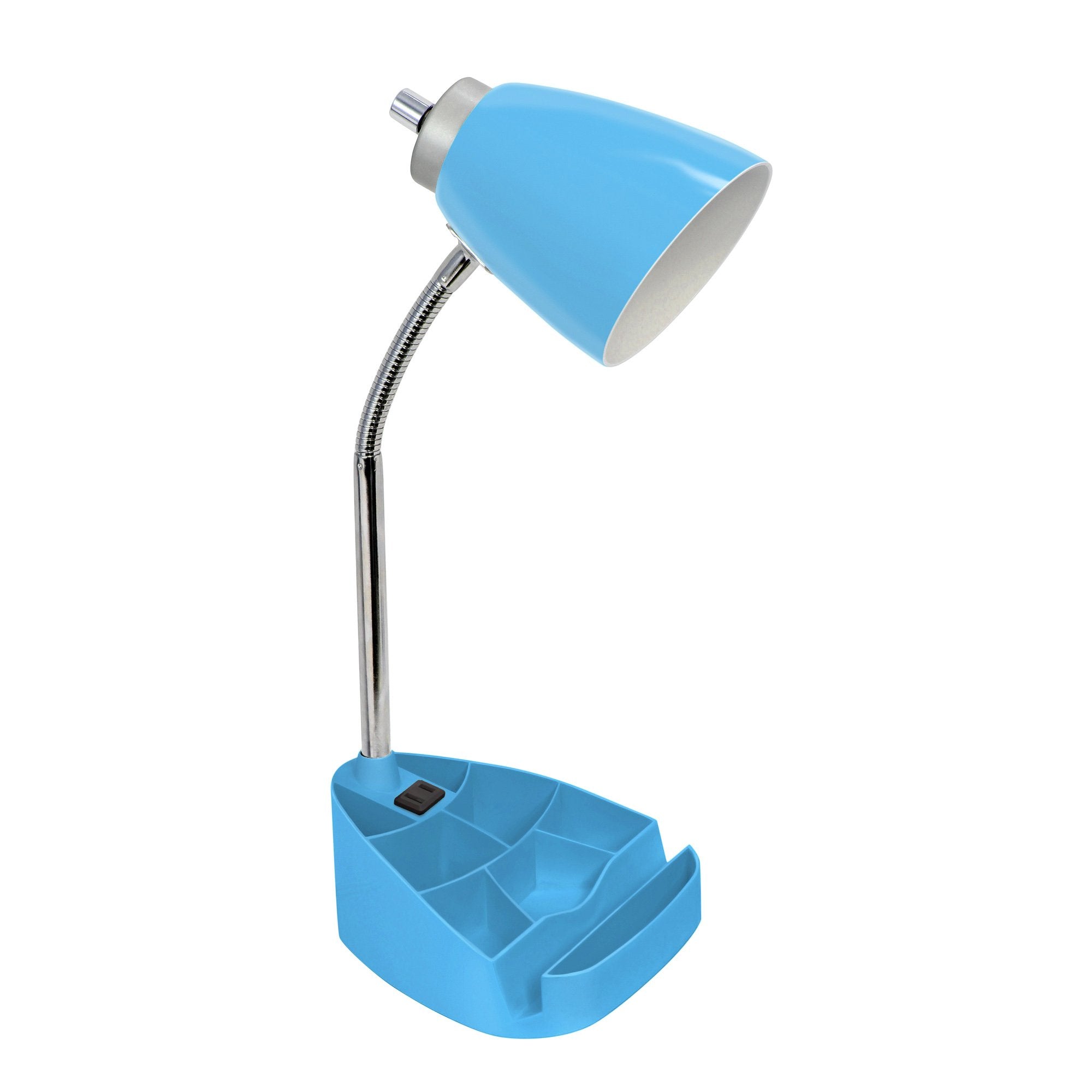 Limelights Ld1057 Blu Gooseneck Organizer Desk Lamp With Ipad Tablet Stand Book Holder And Charging Outlet, Blue