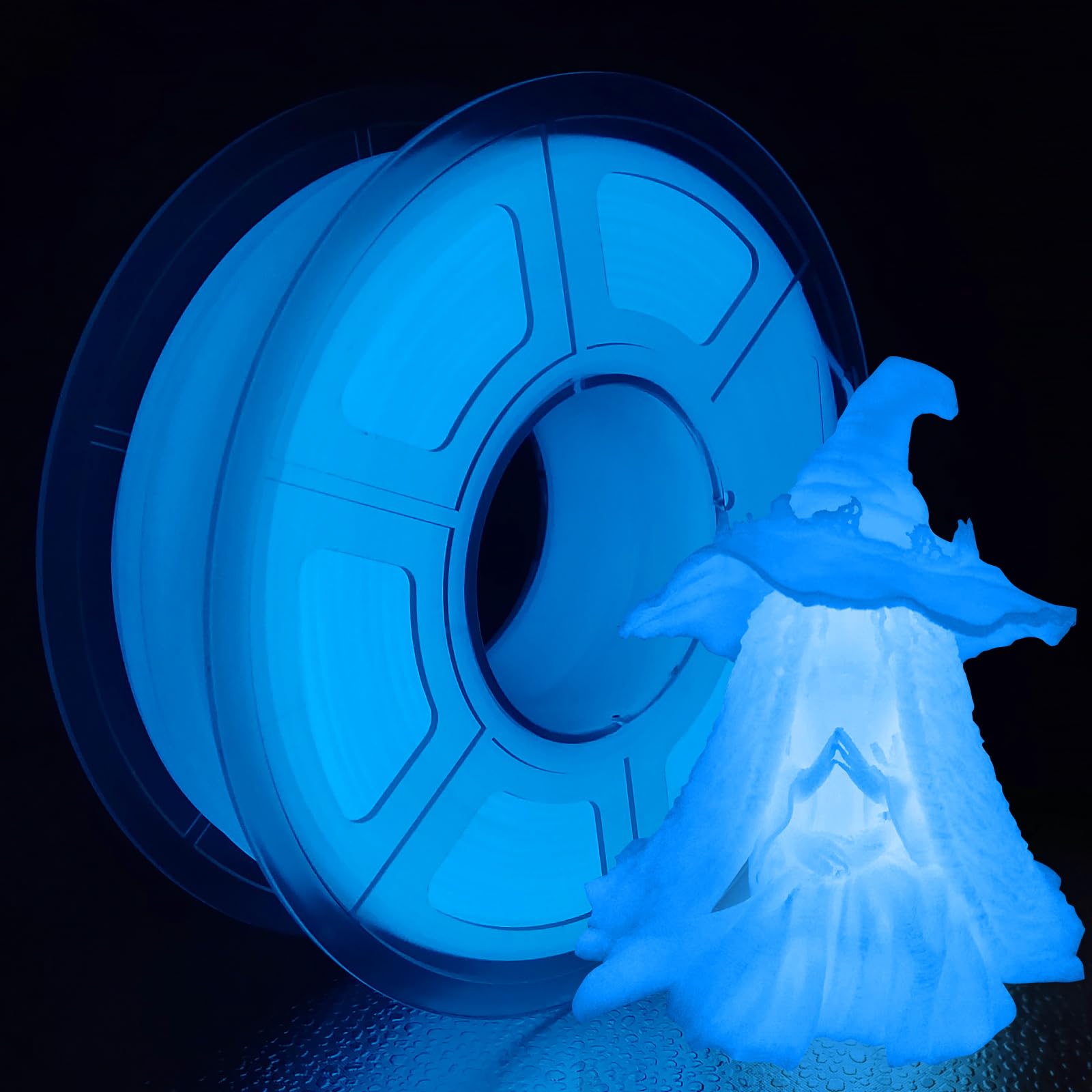 Isanmate 3D Printer Filament, Pla Filament Glow In The Dark Blue, 1.75Mm 3D Printing Filament, Dimensional Accuracy +/  0.03 Mm,