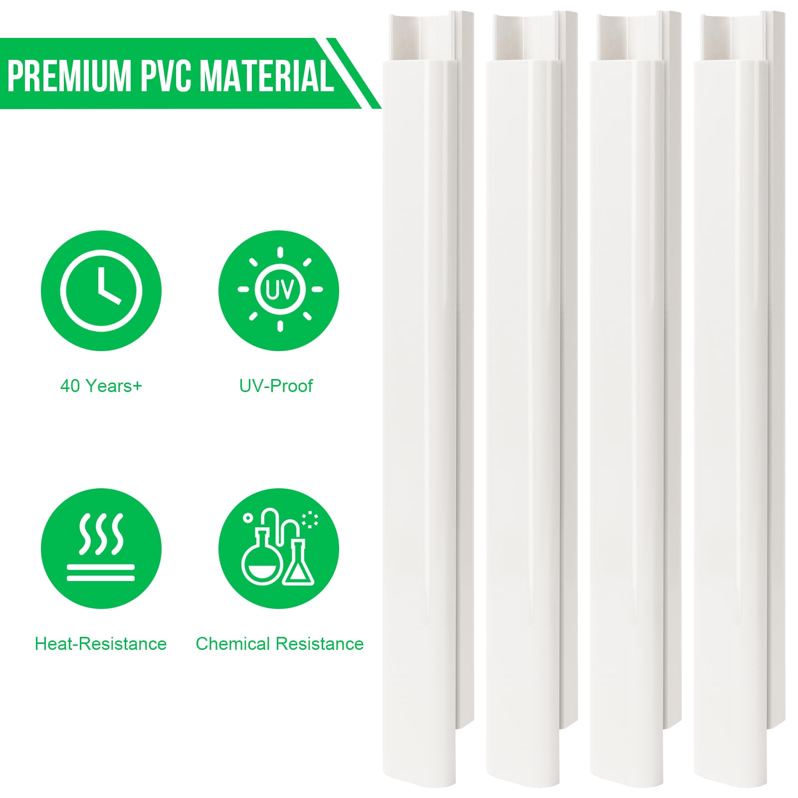 Kerykwan 4'' W 15.5Ft L Mini Split Ac Line Cover Kit Decorative Pvc Tubing Pipe Cover Set For Center Air Conditioner&Heat Pumps