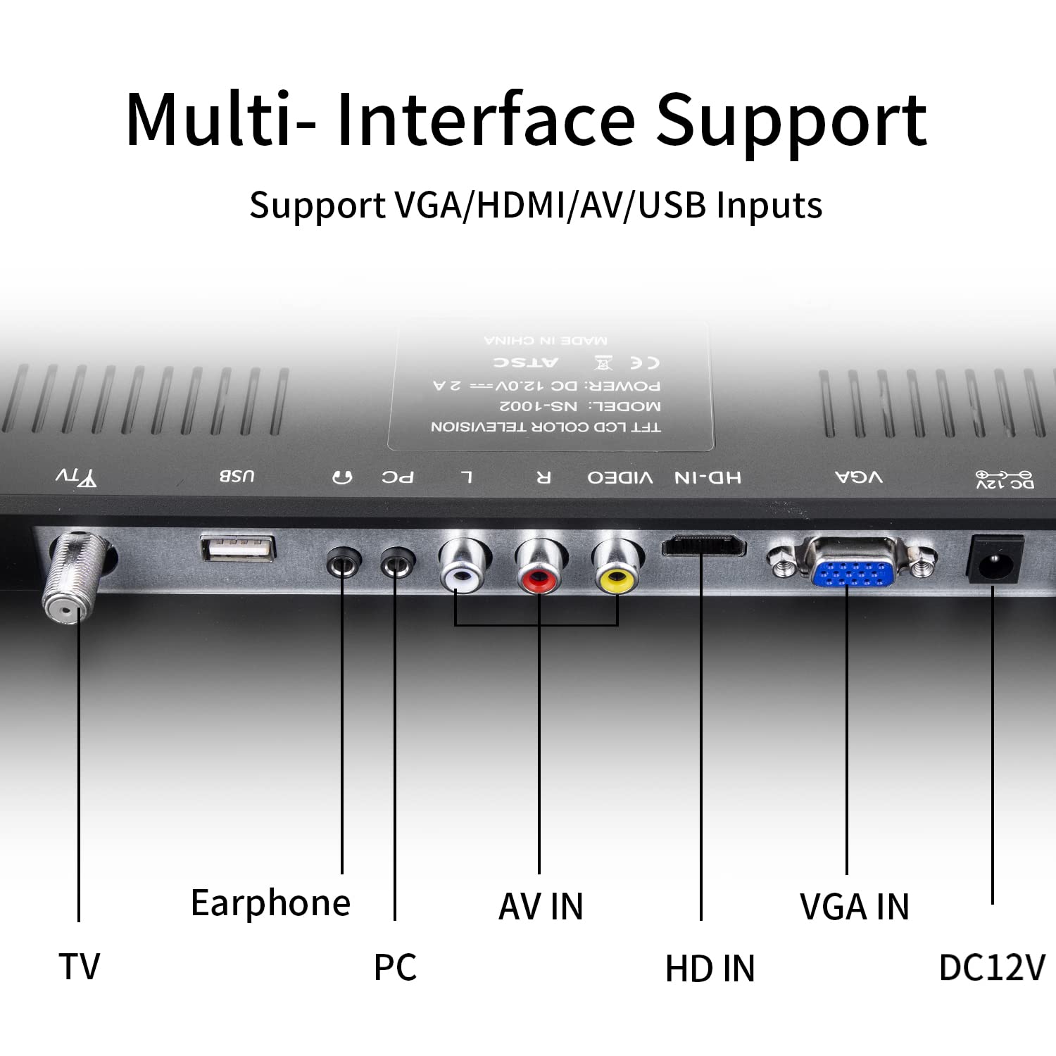 Othoig 17 Inch Tv,Small Widescreen Led Tv With Antenna,Digital Atsc Tuner Free Hd Local Channels,Hdmi Vga Usb Port,12 Volt Charg