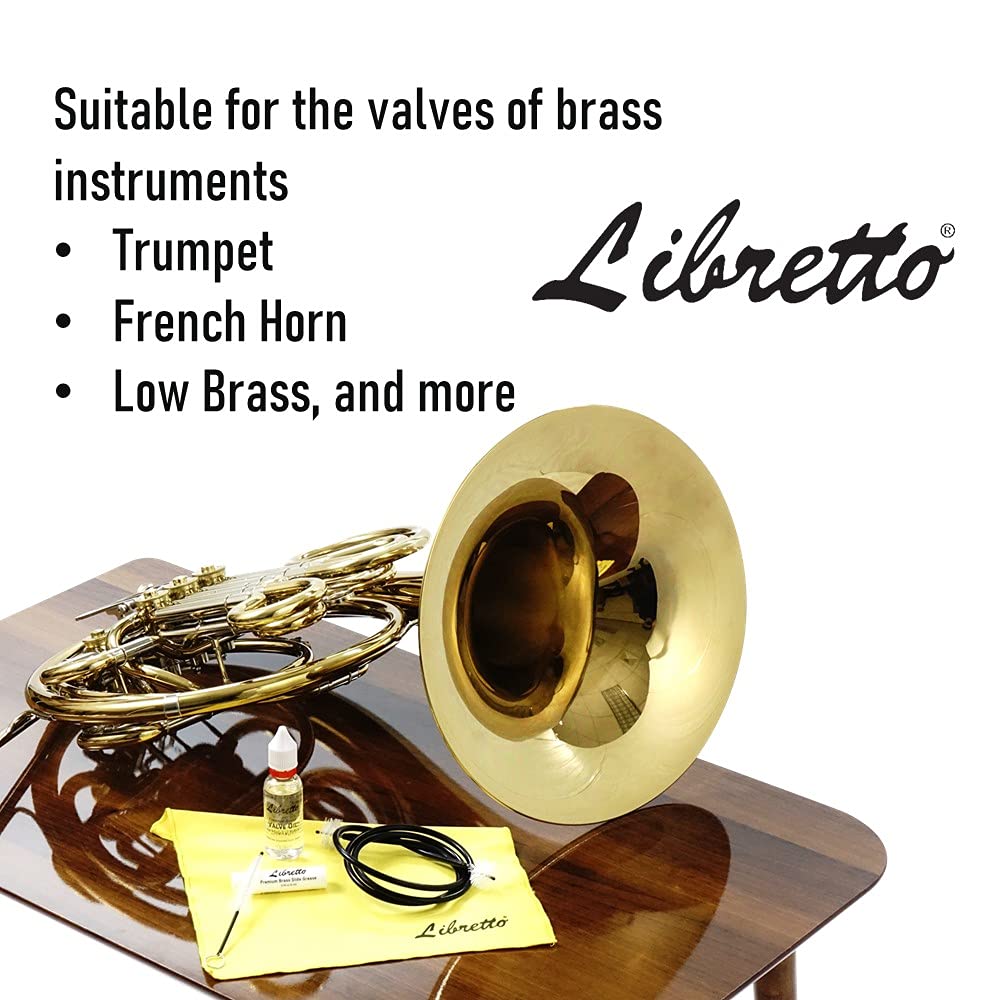 Libretto Brass Valve Oil, Set Of 3, Safety Cap, Premium Lubricant, Long Lasting, Smooth, Odorless, Special Blended Synthetic For