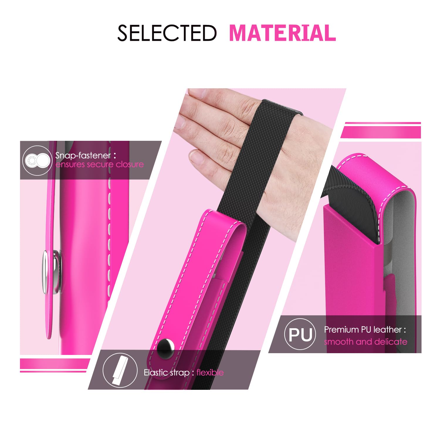 MoKo Pencil Holder for Apple Pencil Pro, Apple Pencil 1st/2nd Generation, Apple Pencil (USB C), PU Leather iPad Pencil Sleeve Pouch with Buckle & Elastic Band Attach to iPad Case, Pitaya Red