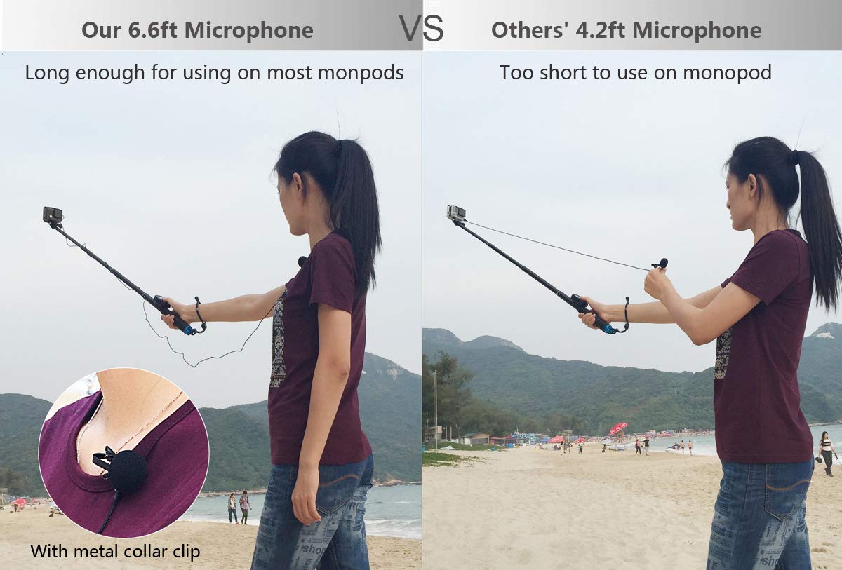 Soonsun Skeleton Housing Protective Case With Quick Release Buckle + 6.5Ft Lavalier Lapel Clip On Microphone Mic For Gopro Hero4