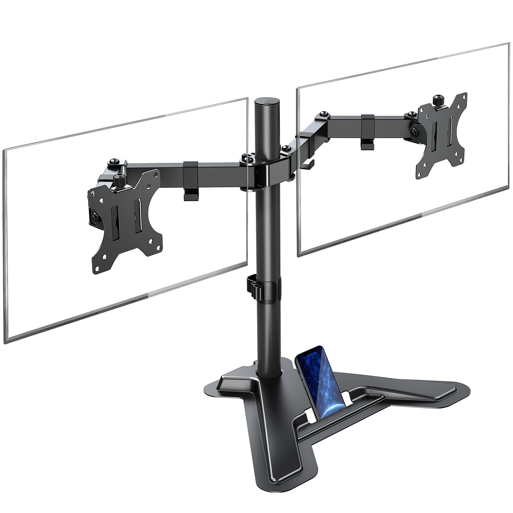 Mountup Dual Monitor Stand   Freestanding & Height Adjustable Monitor Desk Mount, Steady Vesa Mount Computer Monitor Stand For 2