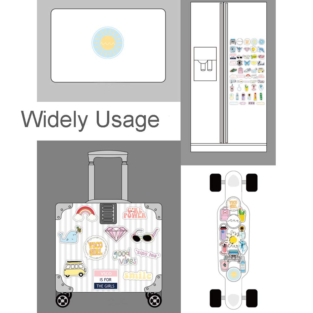 Vsco Stickers For Water Bottle 50 Packs, Cute Waterproof Aesthetic Vinyl Decal Stickers For Teens Girls Perfect For Waterbottle