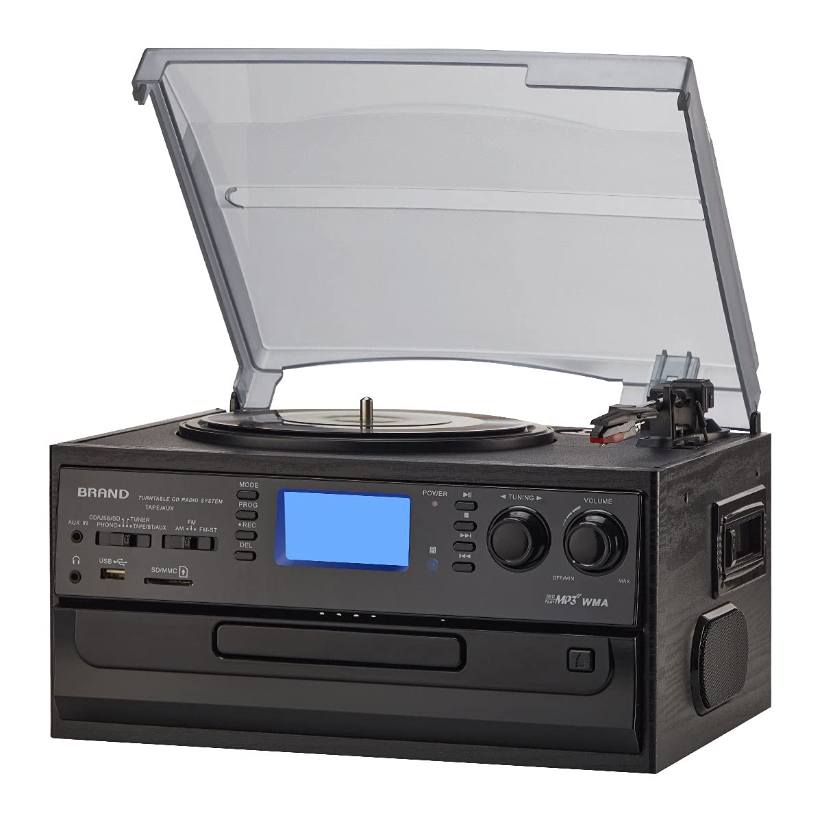Orcc 10 In 1 Bluetooth Turntable Record Player With Built In Speaker, Vinyl Turntable Cd Cassette And Fm/Am Radio Combo, Aux In