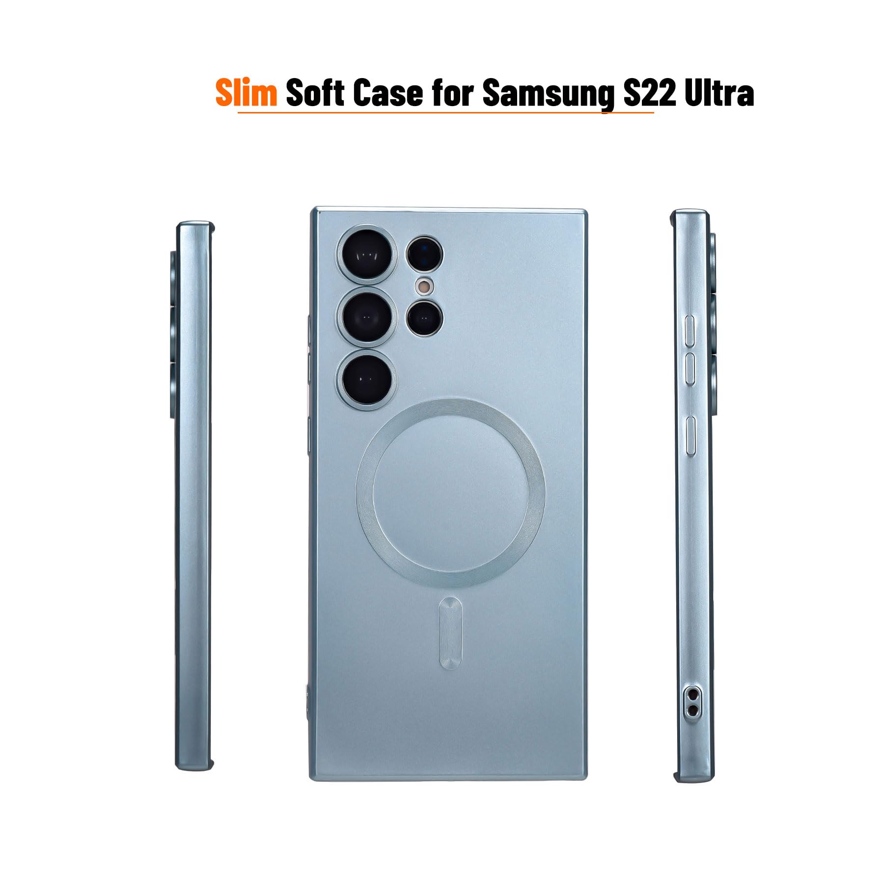 Yetagso Magnetic For Samsung Galaxy S22 Ultra Case,Soft Silicone Samsung S22 Ultra Phone Case With Camera Protection,Slim Fit An