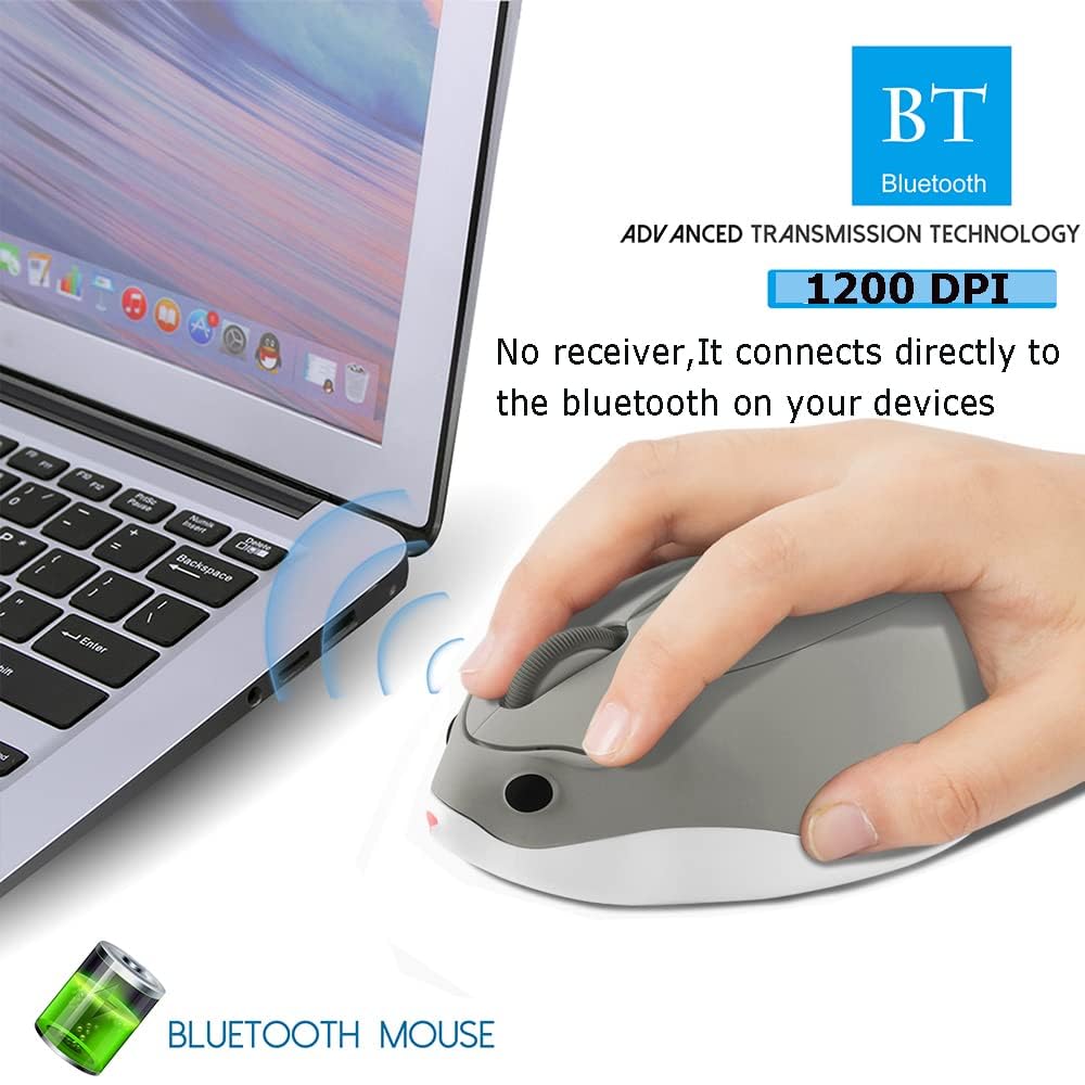 Wireless Mouse Bluetooth Mouse Cute Hamster Shape Kawaii Fun Portable Silent Lightweight Quiet Cordless Gaming Mice For Pc Lapto