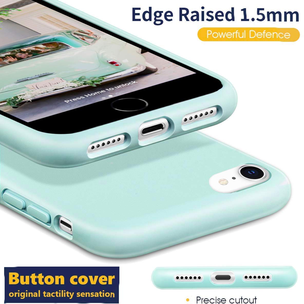 IceSword Liquid Silicone Gel Rubber Case for iPhone SE 3 2022/SE 2020/8/7 Drop Protection Mint Green 4.7 inch