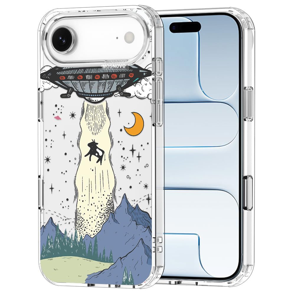 MOSNOVO for iPhone Air Case | Military Grade 6.6ft Drop Tested | Camera Control | Clear with UFO Design