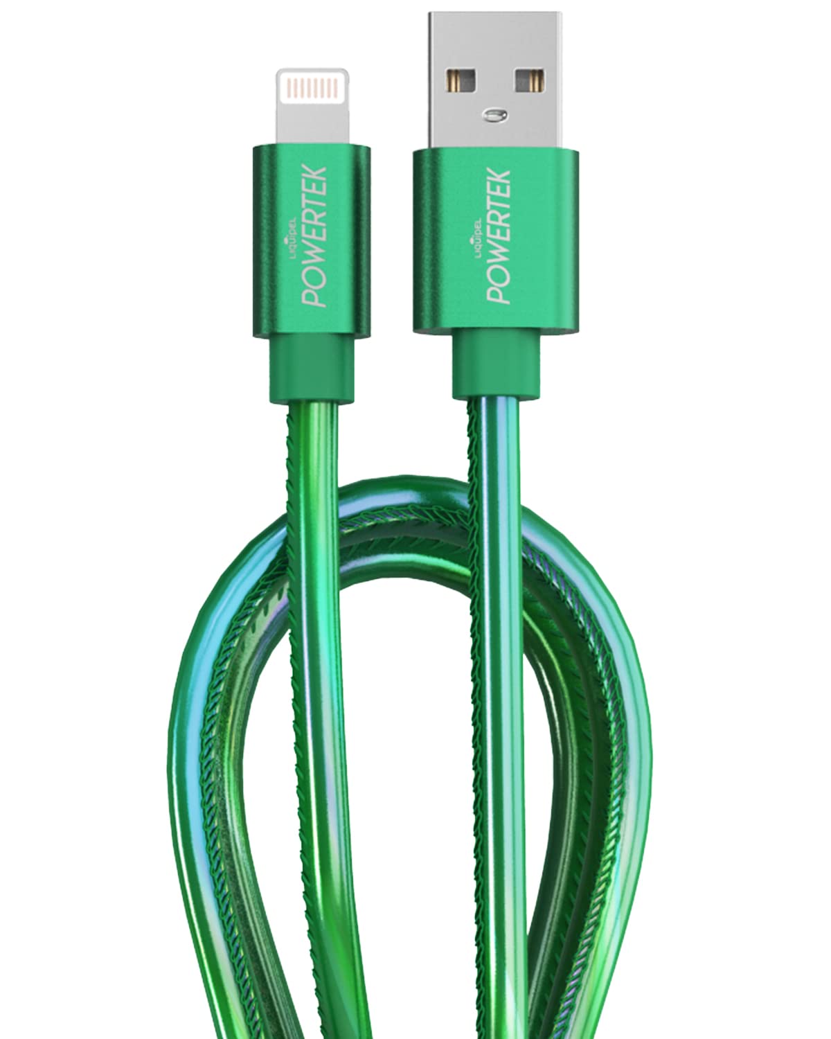 Liquipel Powertek Iphone Charger Cable, 6 Ft Fast Charging Lightning To Usb Cord Adapter, Compatible For Ipad, Mfi Certified, Metallic Shine (Green)