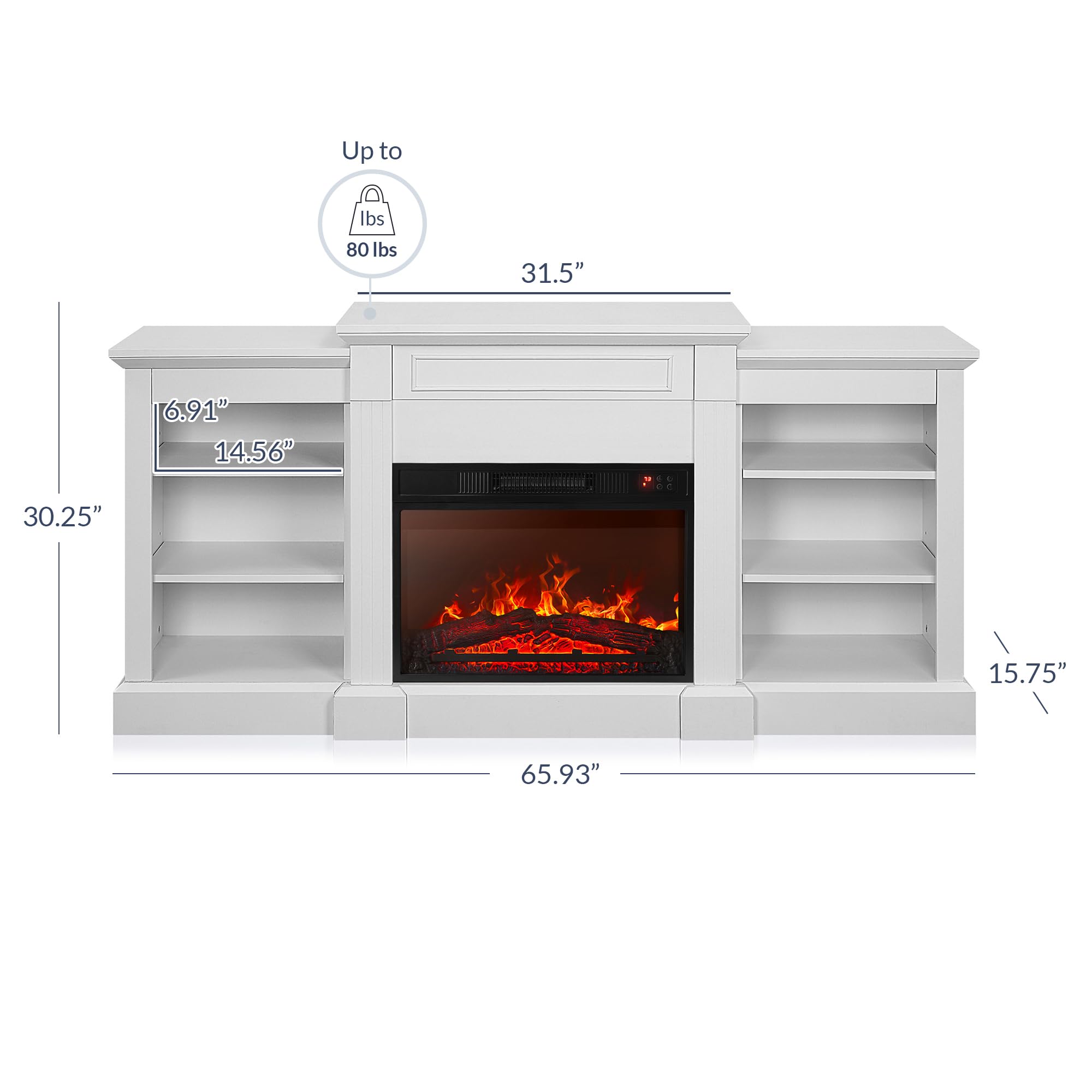 Belleze Modern 66 Electric Fireplace Heater Mantel Tv Stand & Media Entertainment Center For Tvs Up To 66 With Energy-Efficient