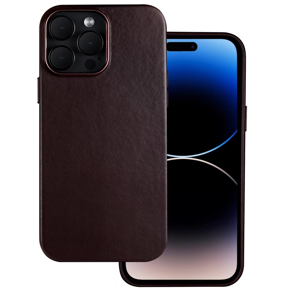 Docco Jette Designed For Iphone 14 Pro Max Leather Case Compatible With Magsafe, Genuine Crazy Horse Leather Case For Iphone 14 