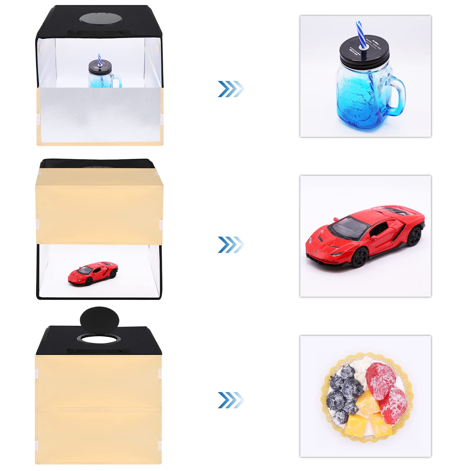 Puluz Light Box Photography Kit, 12''X12'' Portable Photo Studio Shooting Tent Cri 97 Dimmable Led Light With Double Sided Refle