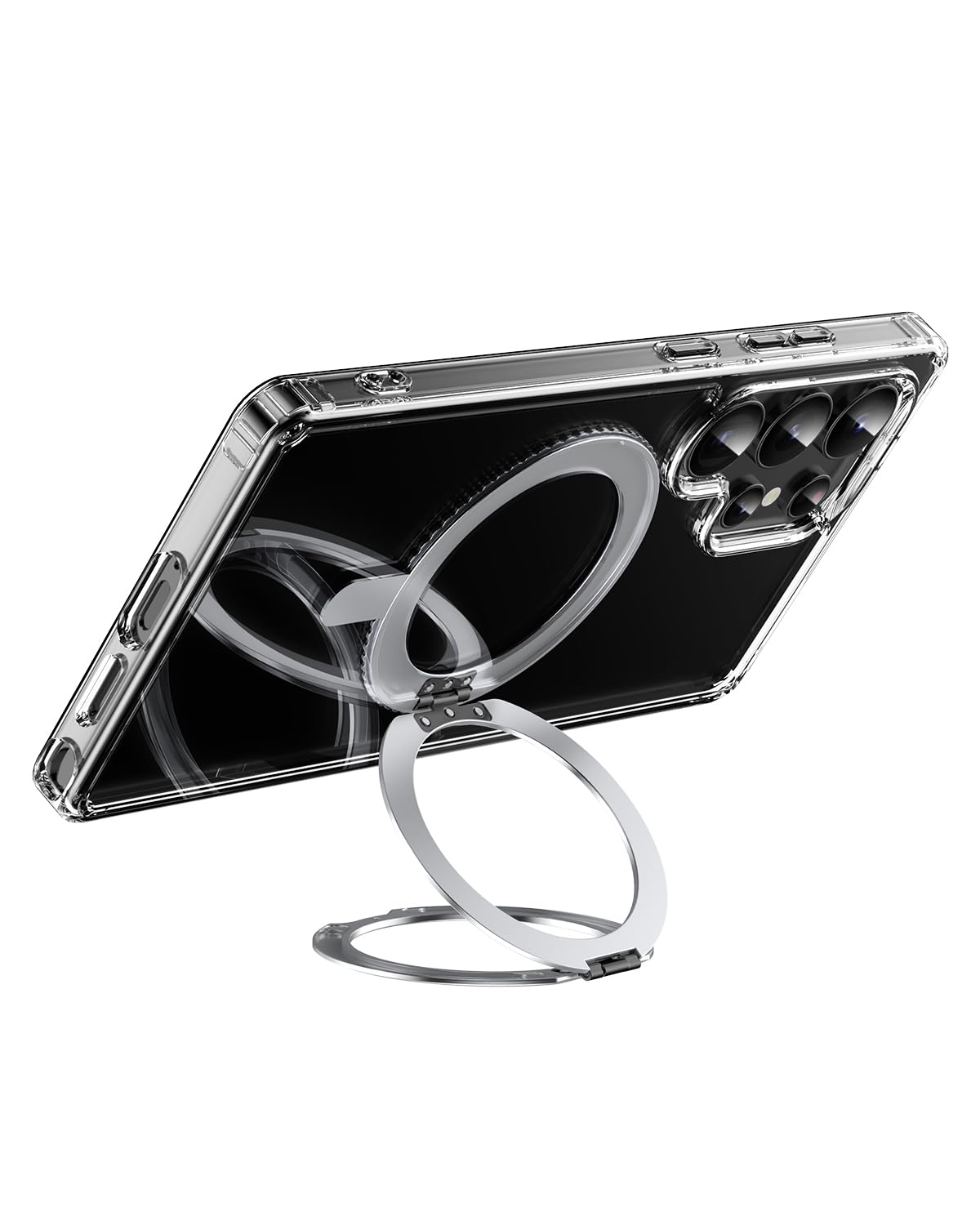 Imchen For Samsung Galaxy S25 Ultra Protective Clear Case With Enhanced 360 Swivel Ring Holder, Clear