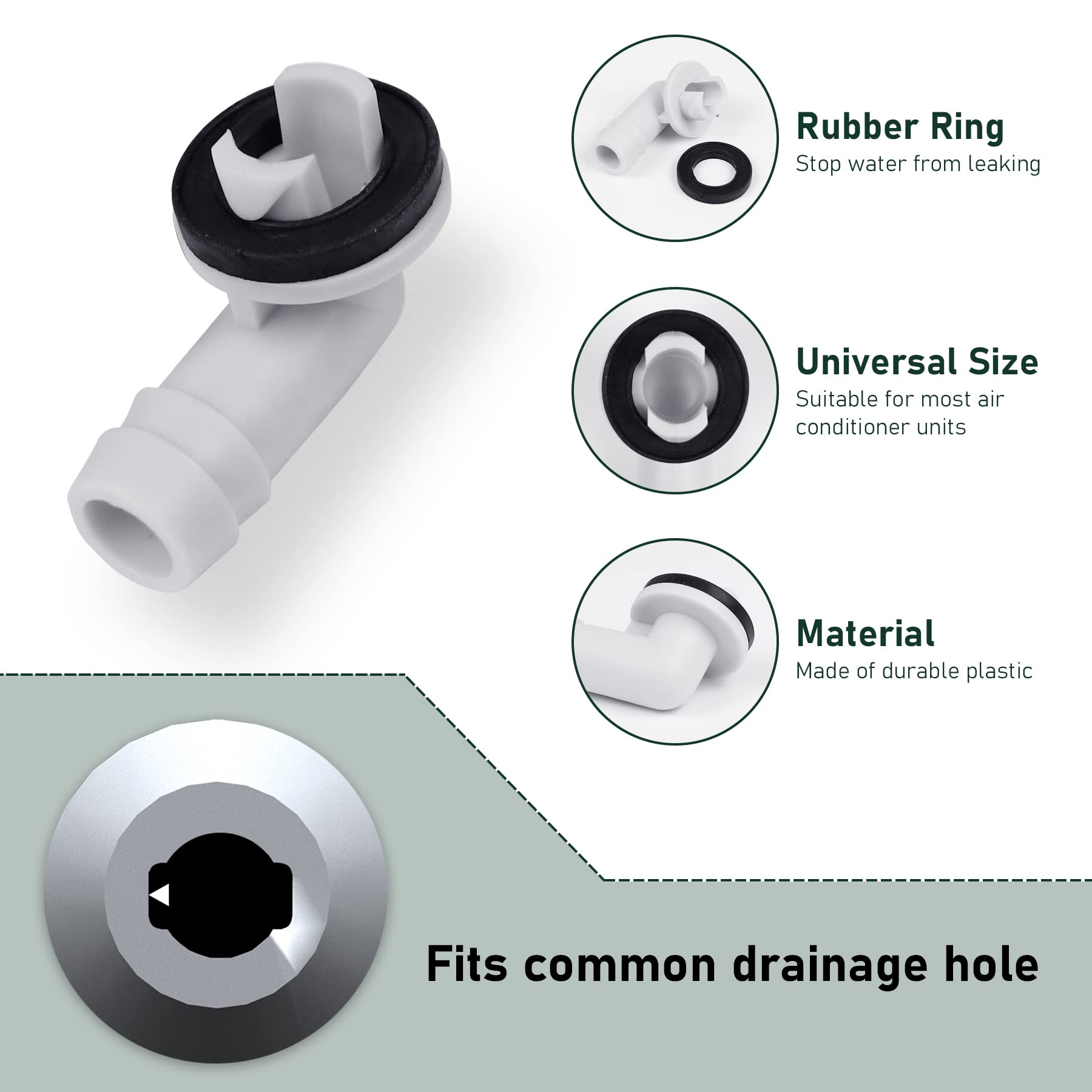 Flehomo Air Conditioner Drain Kit, 3 Feet Pvc Clear Vinyl Tubing & Clamps & 3/5 Inch Ac Drain Hose Connector Elbow Fitting With