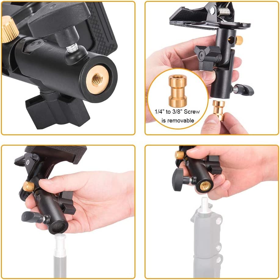 Utebit Photography Reflector Holder For Light Stand(2 Pack),Heavy Duty Metal Clamp Holder, Light Reflector With Stand, Photo Umbrella Clamps For Studio, Light Stand